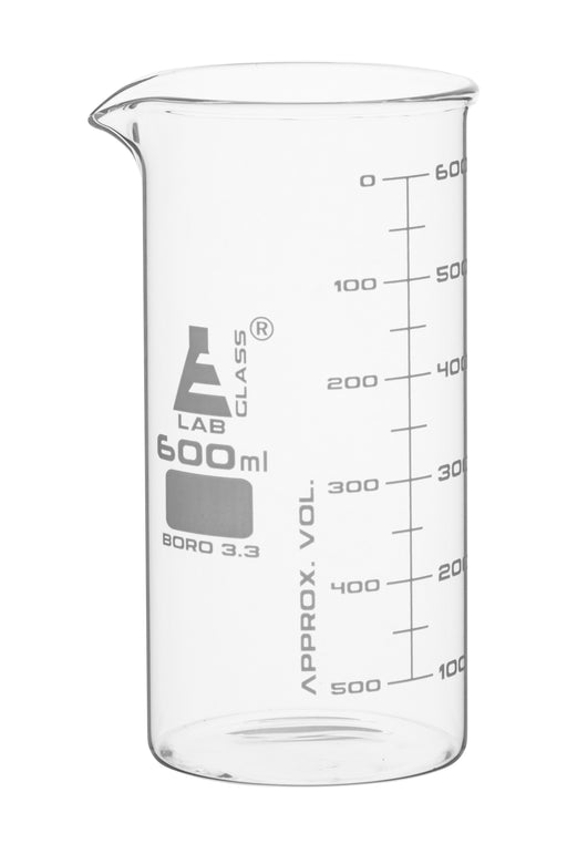 烧杯，600毫升 - 高形状 - 白色毕业 - 硼硅酸盐玻璃