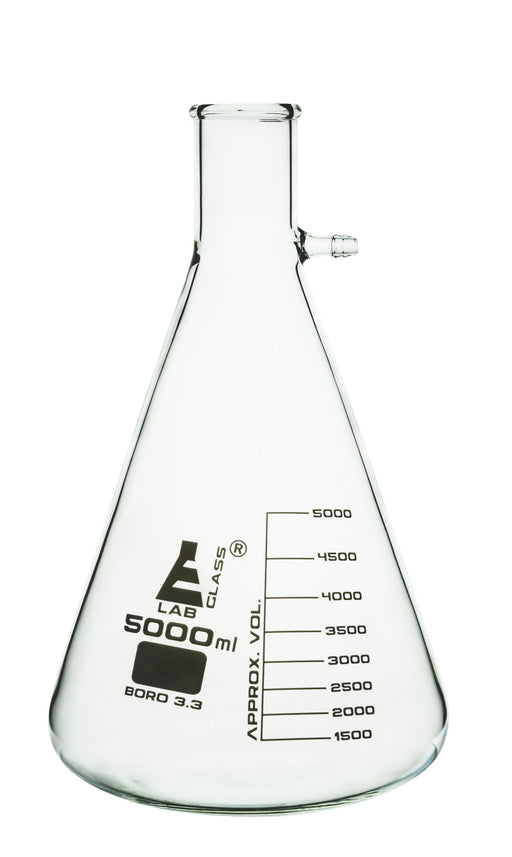 过滤烧瓶，5000ml  - 硼硅酸盐玻璃 - 圆锥形，带有整体侧臂 - 白色毕业 - 艾斯科实验室欧宝体育官网进入