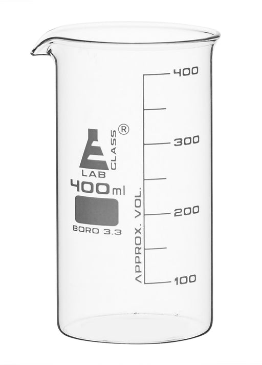 烧杯，400ml  - 高形状 - 白色毕业 - 硼硅酸盐玻璃