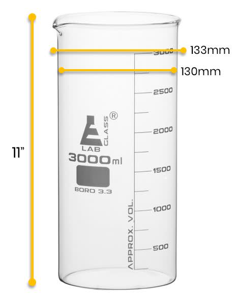 烧杯，3000ml -高规格-分级-硼硅酸盐玻璃