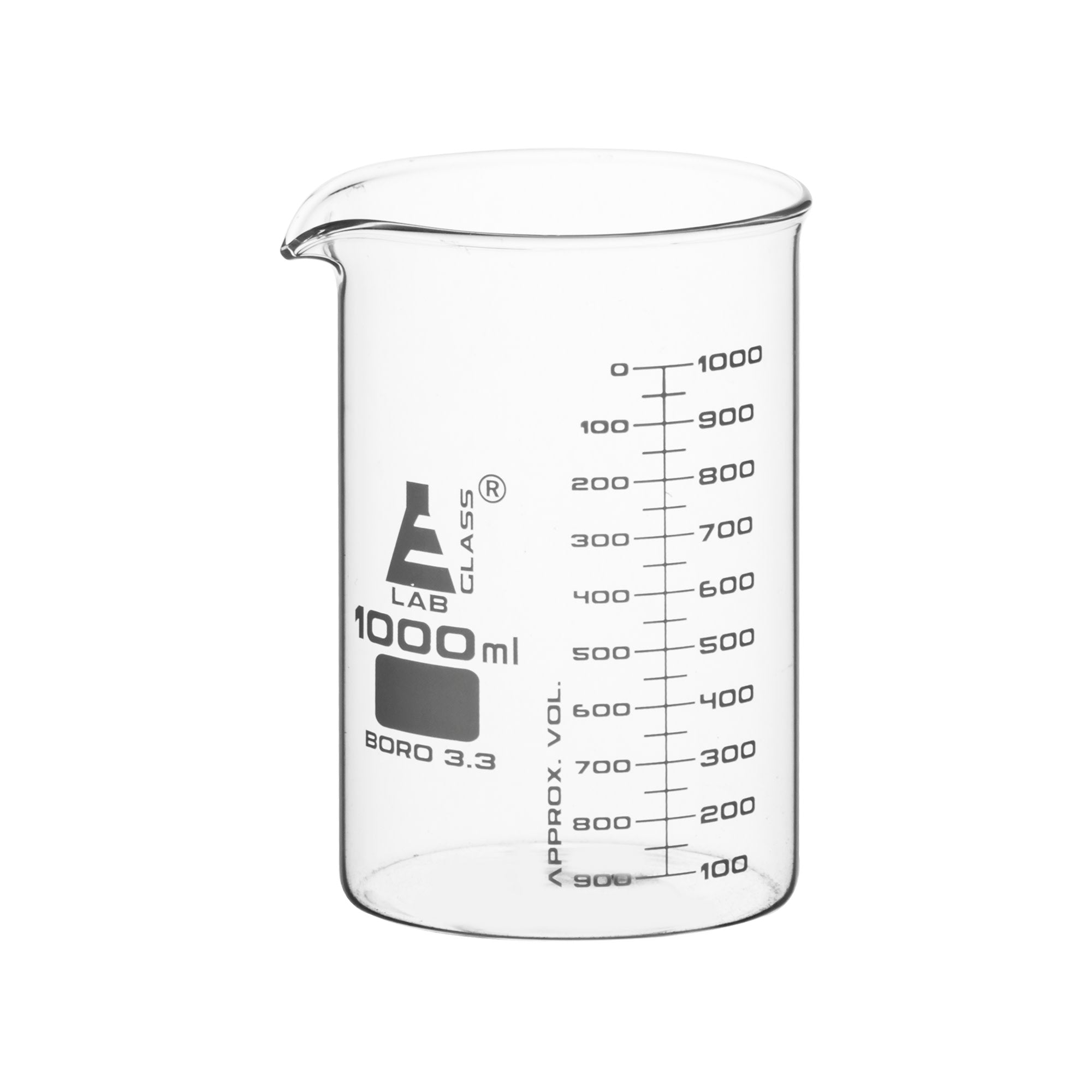 Beaker 1000ml Astm Low Form Dual Scale Graduations Borosilicat — Eisco Labs 1962