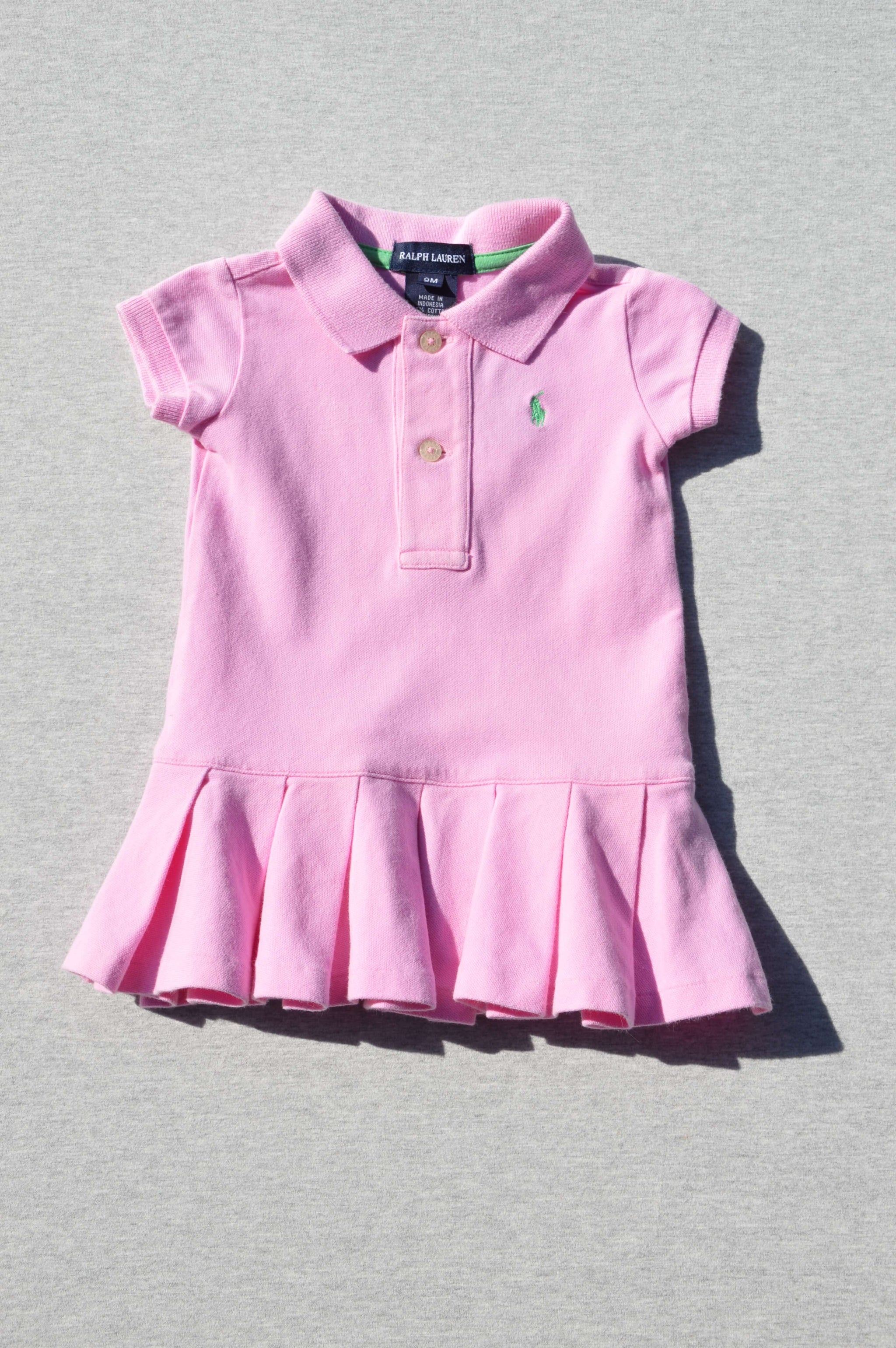 Ralph Lauren - nearly new - pink polo dress, size 9m - Charlie & Flo's