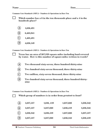 4th Grade New York Common Core Math - TeachersTreasures ...