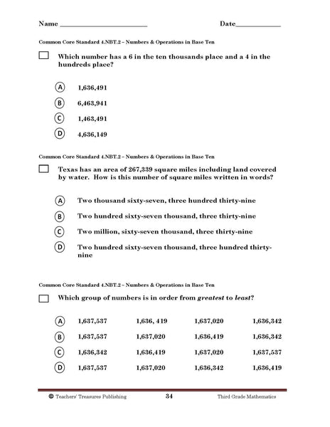 4th Grade Arizona Common Core Math - TeachersTreasures.com | Teachers ...