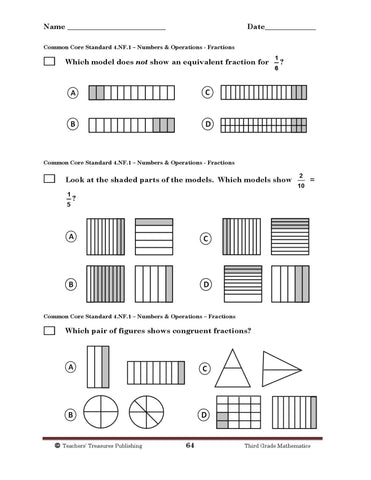 4th Grade California Common Core Math - TeachersTreasures ...