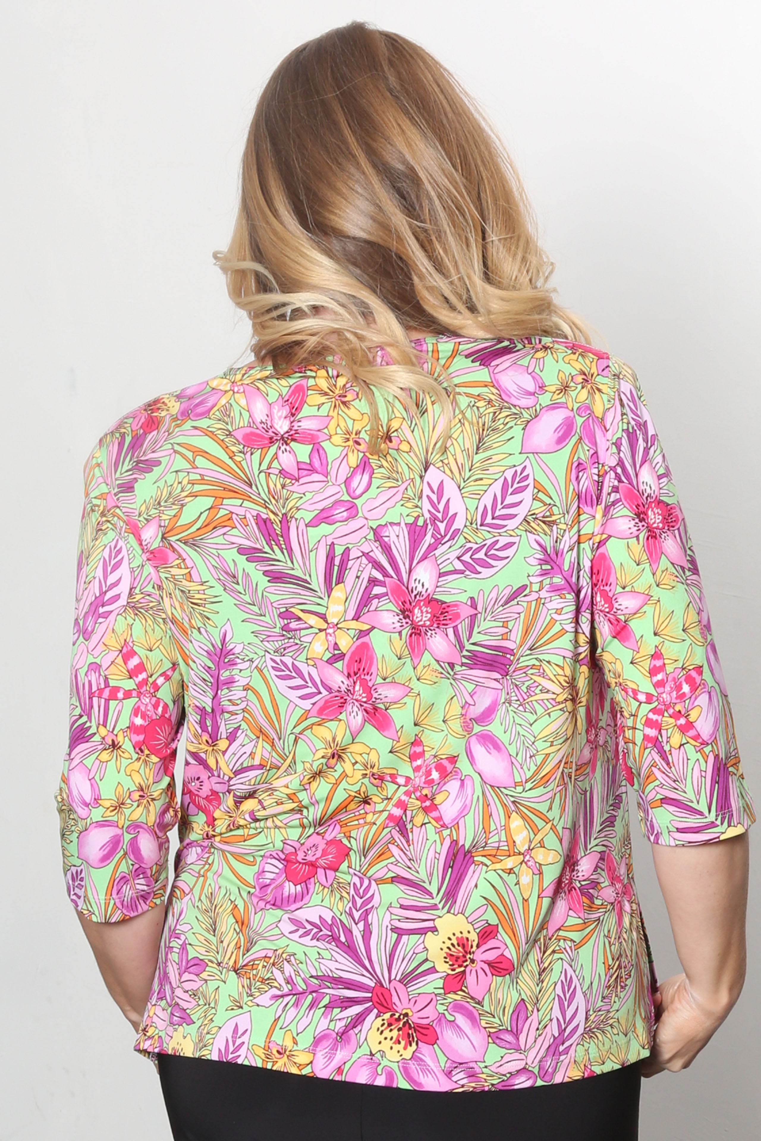 Vikki Vi Jersey Miami Floral 3/4 Sleeve Top