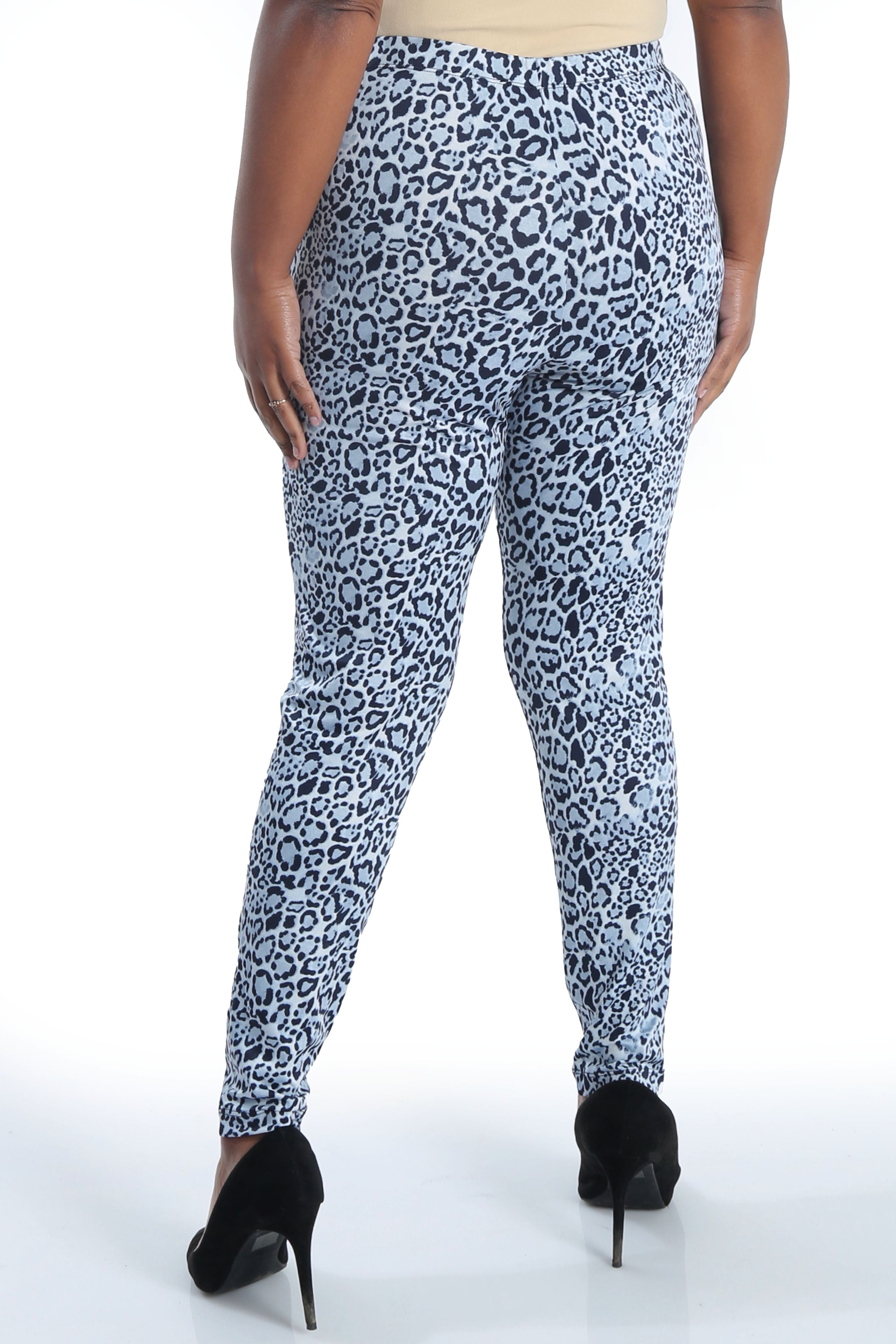 Vikki Vi Jersey Blue Ocelot Slim Leg Pant