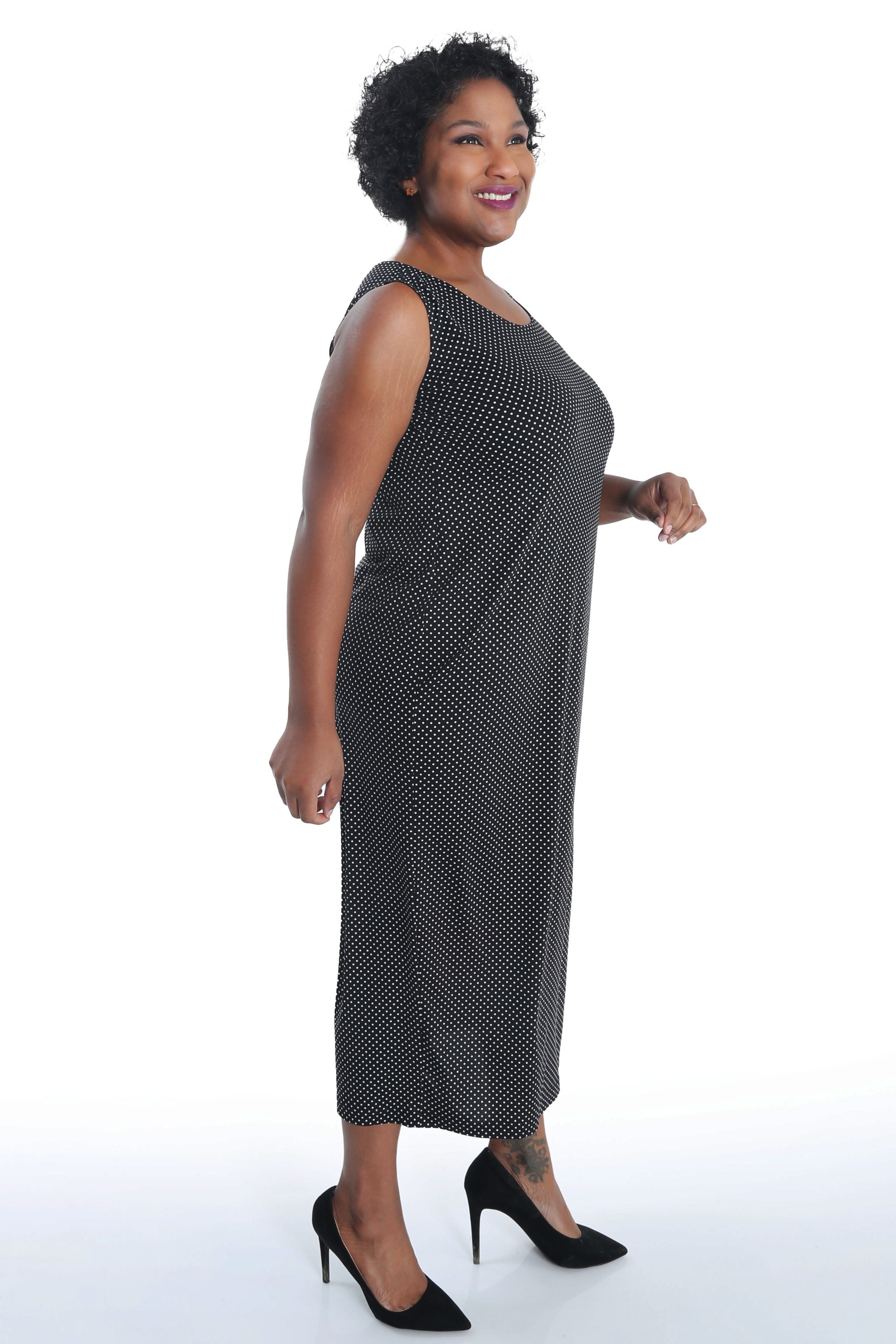 Vikki Vi Jersey Black Mini Dot Maxi Tank Dress