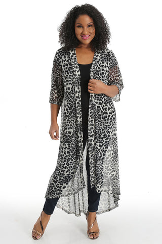 Allegra in a sheer animal print robe