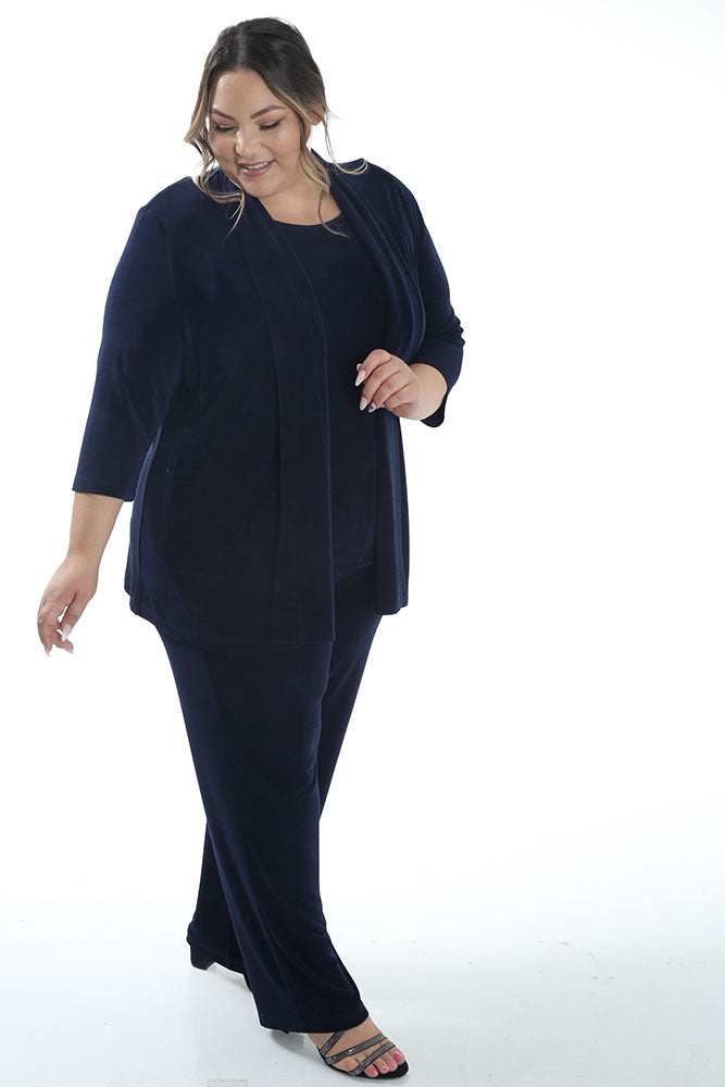 Vikki Vi Classic Navy 3/4 Sleeve Kimono Jacket