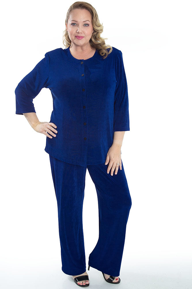 Vikki Vi Classic Royal Blue Petite Pull-On Pant