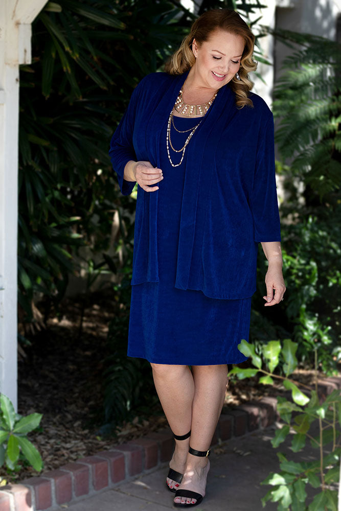 Vikki Vi Classic Royal Blue 3/4 Sleeve Kimono Jacket