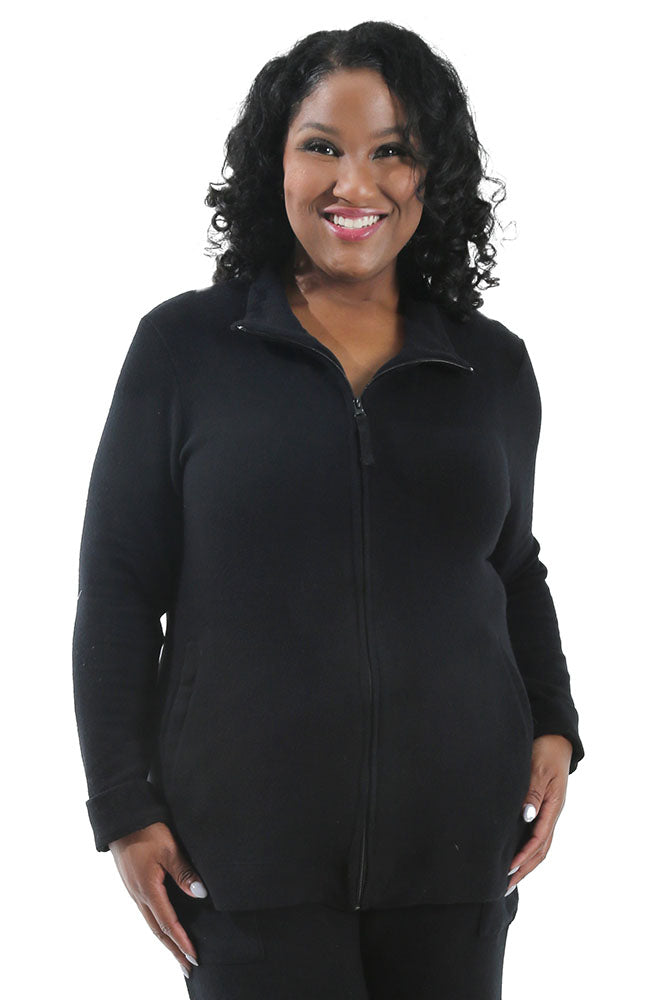 La Cera Comfort Collection Black Zip Jacket