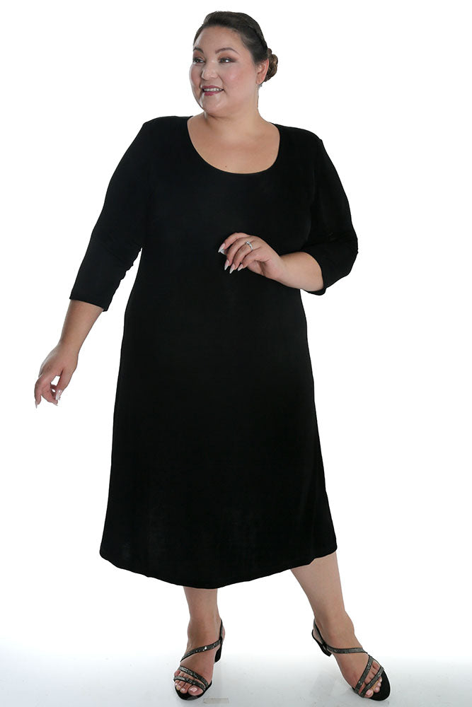 Vikki Vi Classic Black 34 Sleeve A Line Dressn