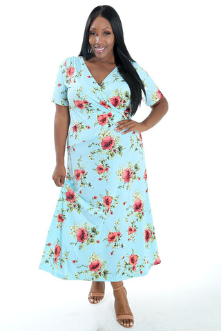 woman wearing a floral print dress