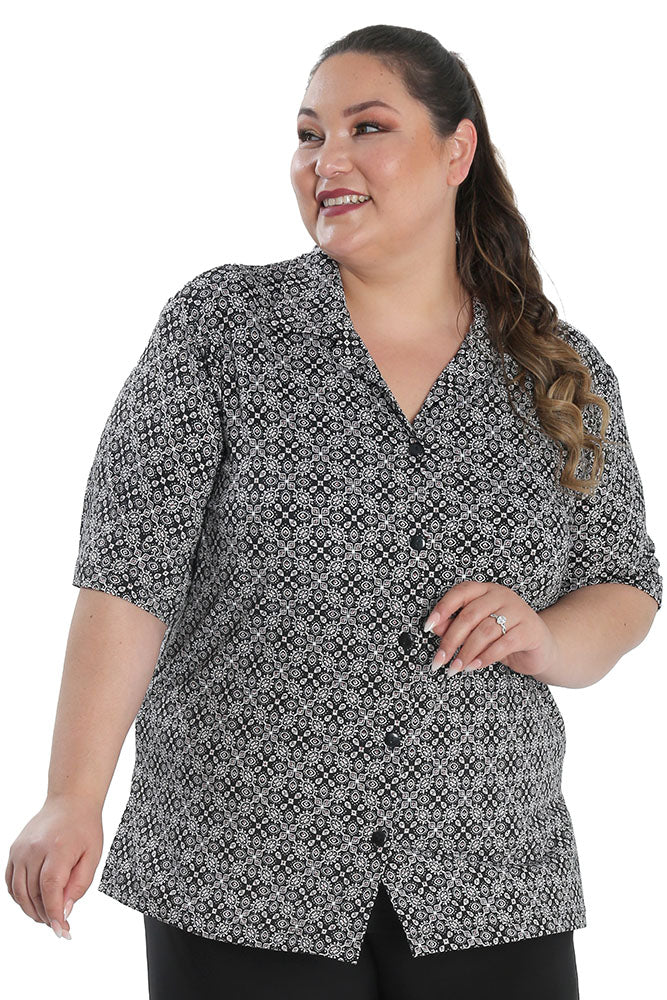 Vikki Vi Jersey Coco Ditzy Camp Shirt