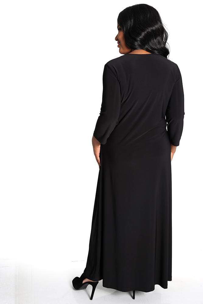 Vikki Vi Jersey Black Crossover Maxi Dress