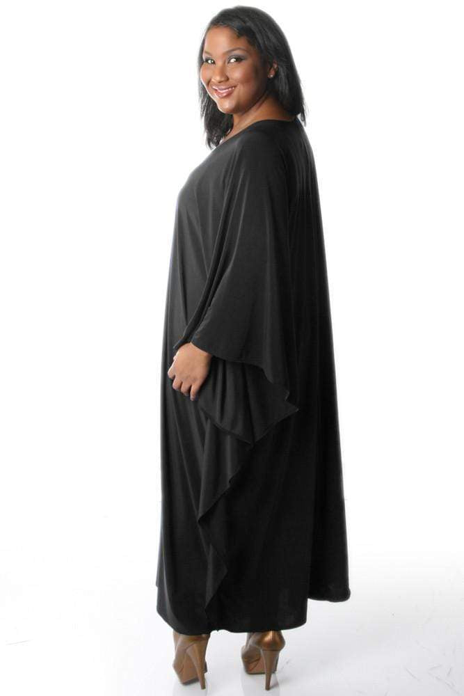 Vikki Vi Jersey Black Zip Front Caftan