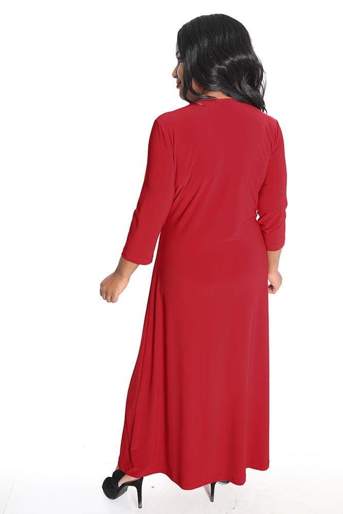 Vikki Vi Jersey Red Crossover Maxi Dress