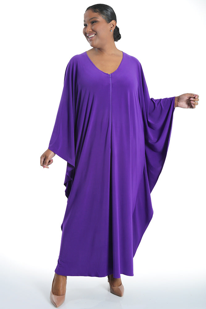 Vikki Vi Jersey Iris Purple Zip Front Caftan