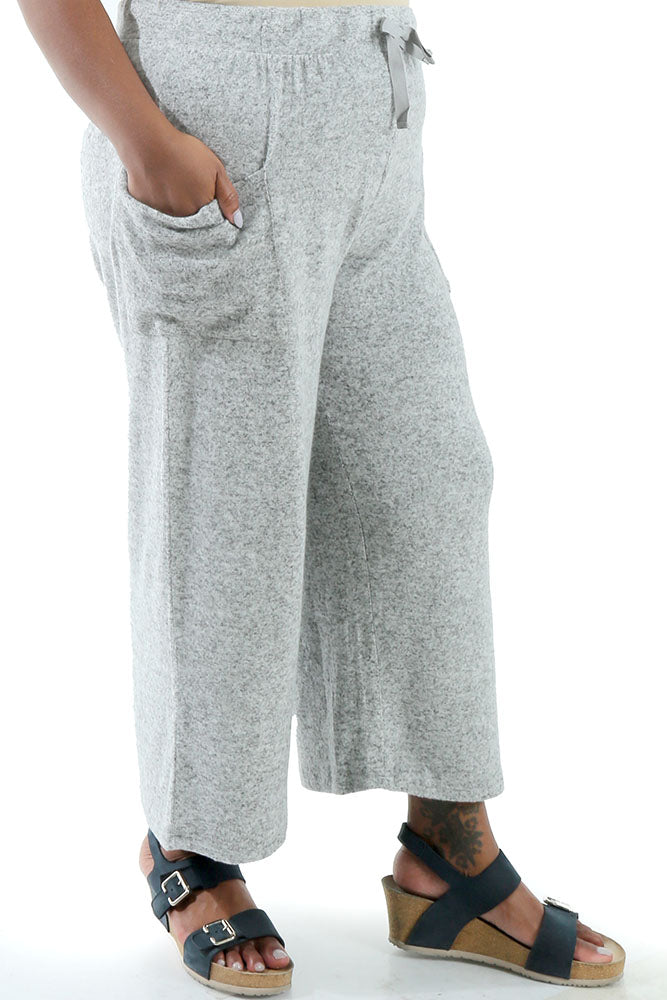 La Cera Comfort Collection Heather Gray Crop Pant