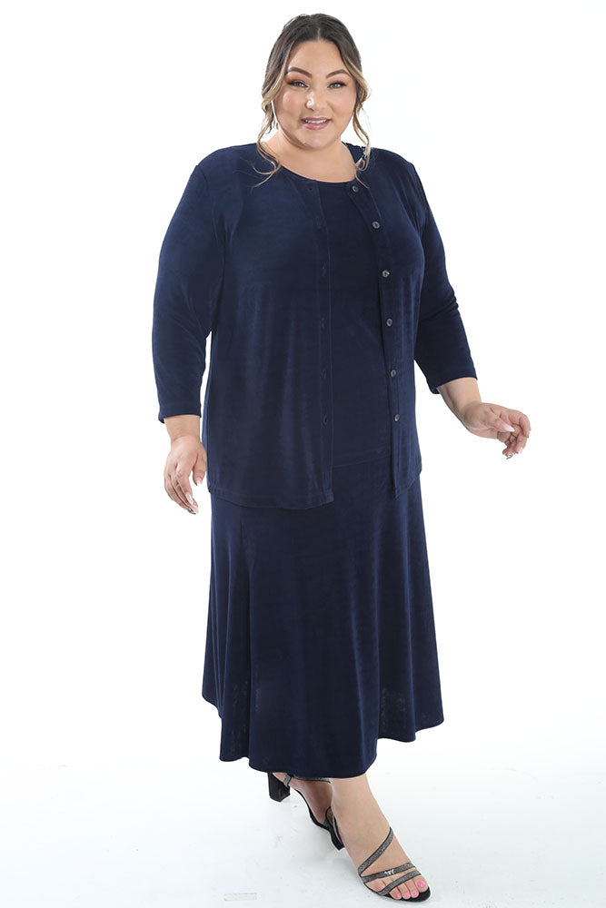 Vikki Vi Classic Navy 3/4 Sleeve Cardigan