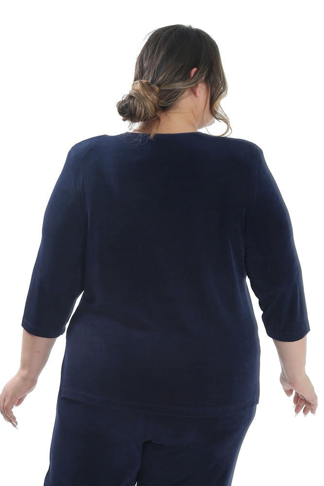 Vikki Vi Classic Navy 3/4 Sleeve Top