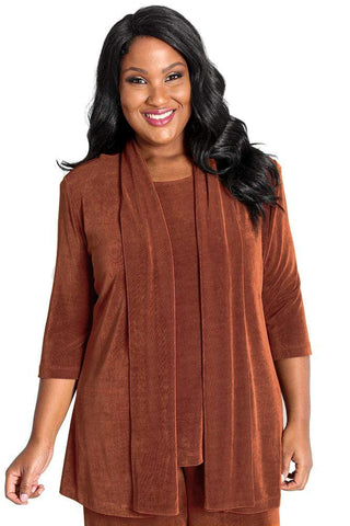 woman wearing brown separates
