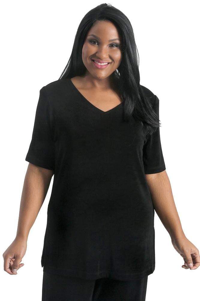 Vikki Vi Classic Black V-Neck Short Sleeve Tunic