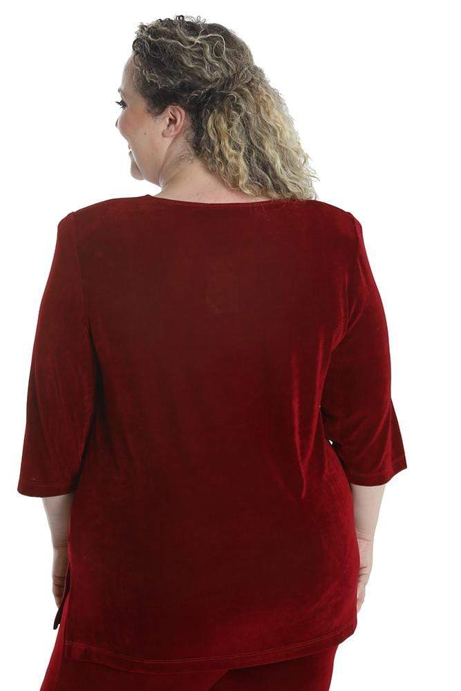 Vikki Vi Classic Garnet V-Neck 3/4 Sleeve Tunic