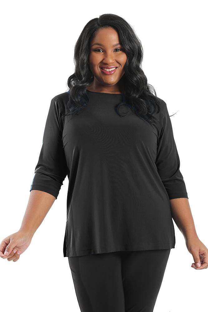 Vikki Vi Jersey Black 3/4 Sleeve Top