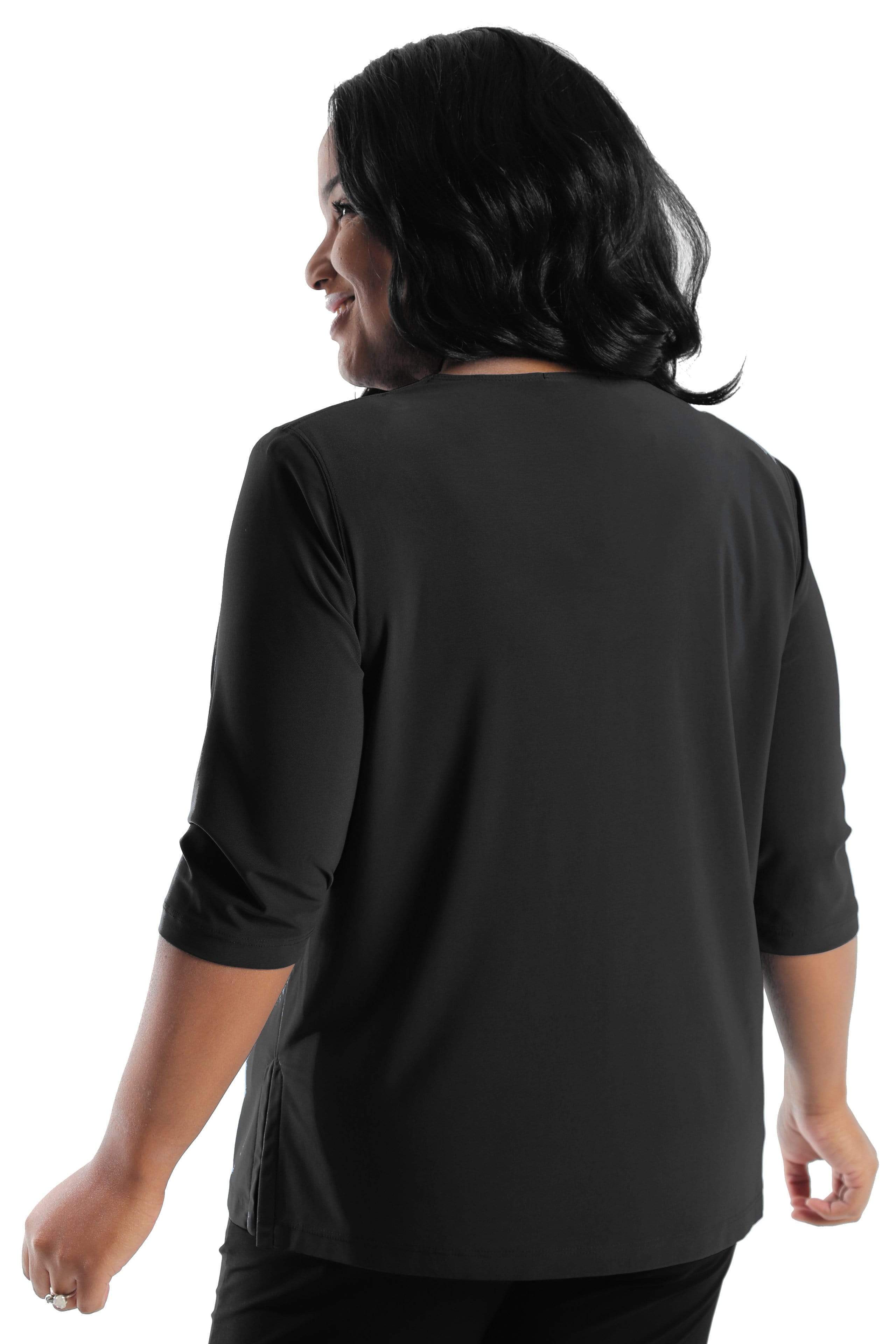 Vikki Vi Jersey Black 3/4 Sleeve Top