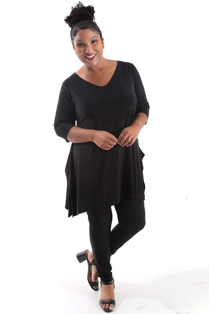 Vikki Vi Jersey Black Handkerchief Tunic