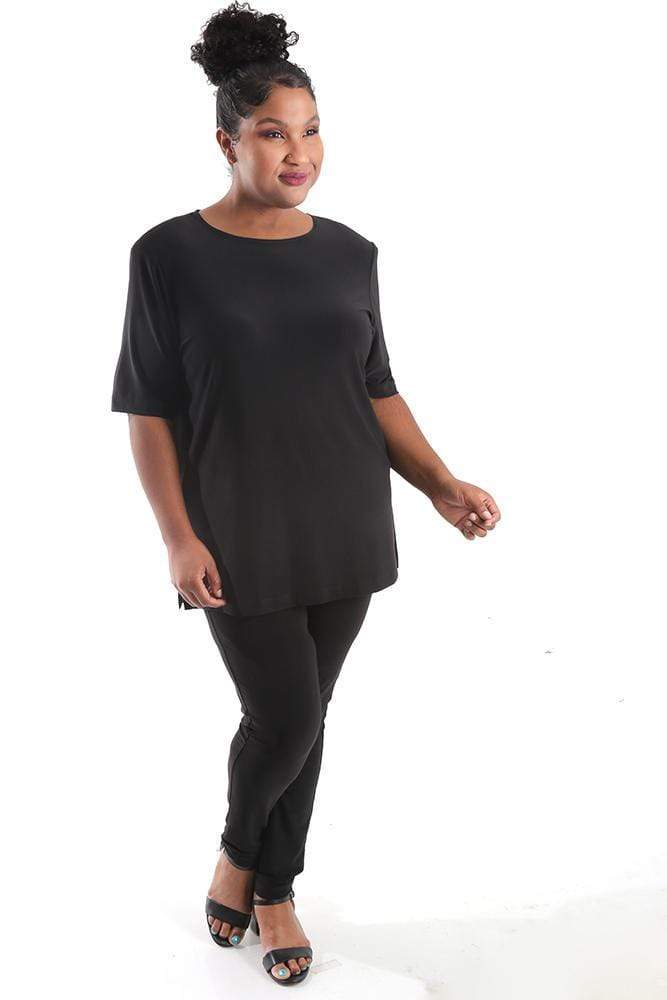 Vikki Vi Jersey Black Short Sleeve Tunic