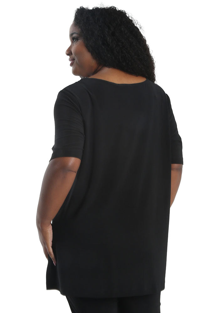 Vikki Vi Jersey Black Short Sleeve Swing Tunic