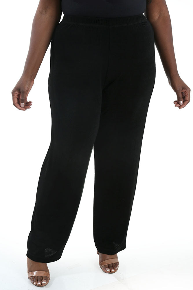 Vikki Vi Classic Black Pull on Pant - PlusbyDesign.com product image