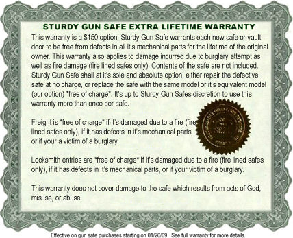 Sturdy Gun Safe Lifetime Warranty