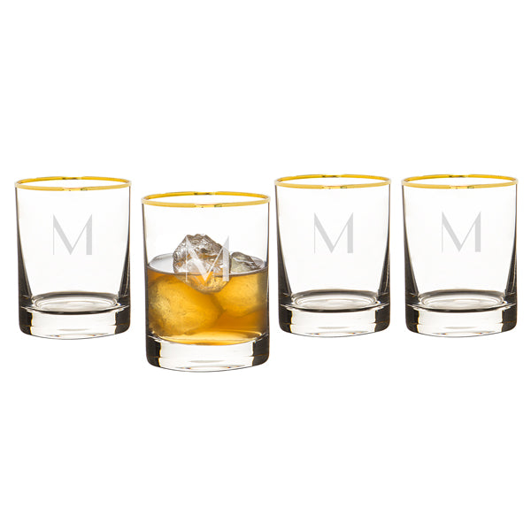 gold rimmed whiskey glasses