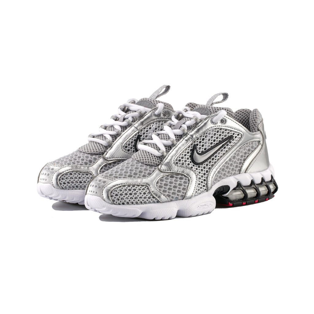 nike silver & white nike air zoom spiridon cage 2 sneakers