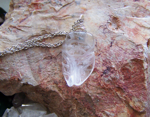 Natural Carved Quartz Crystal Cicada Pendant – My Mystic Gems