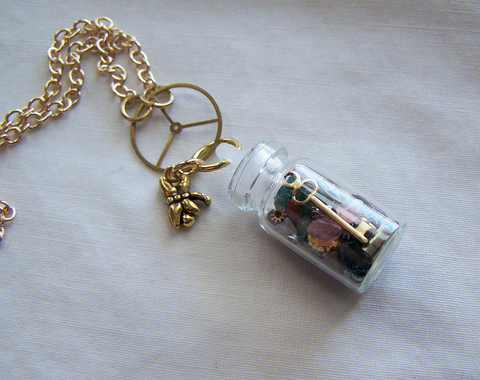 Gemstones and Vintage Watch Parts Miniature Bottle Pendant – My Mystic Gems