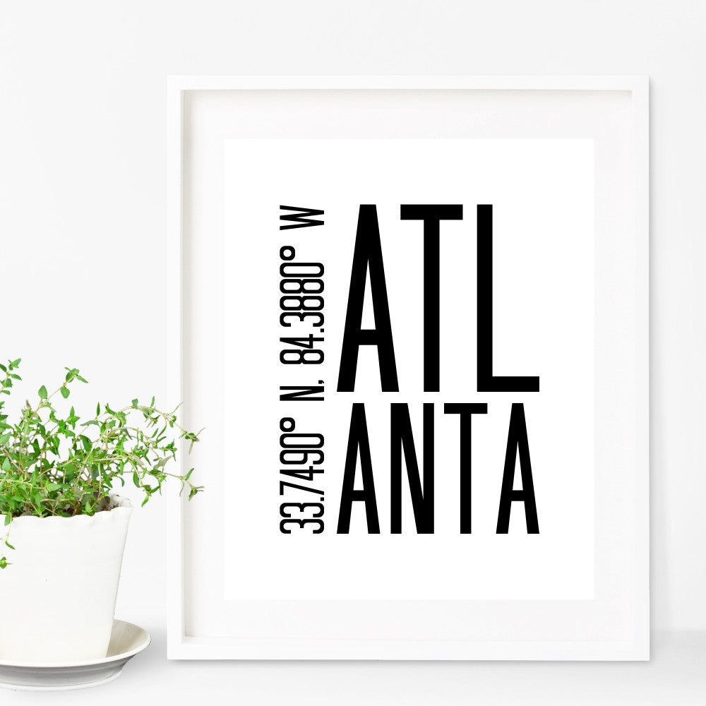 Atlanta Coordinates Wall Art Picturality