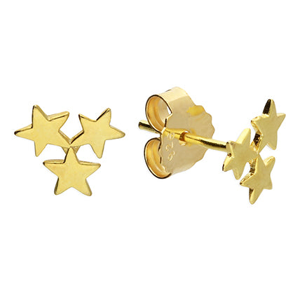 Golden Mini Triple Star Studs