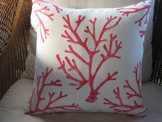 Magens Bay Red Coral Coastal Decor Pillow