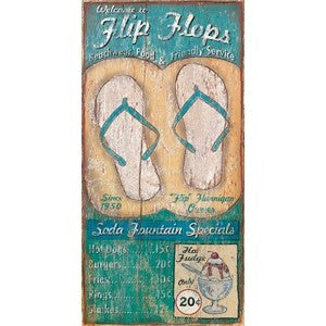 Beach Artwork Flip Flops Wood Print