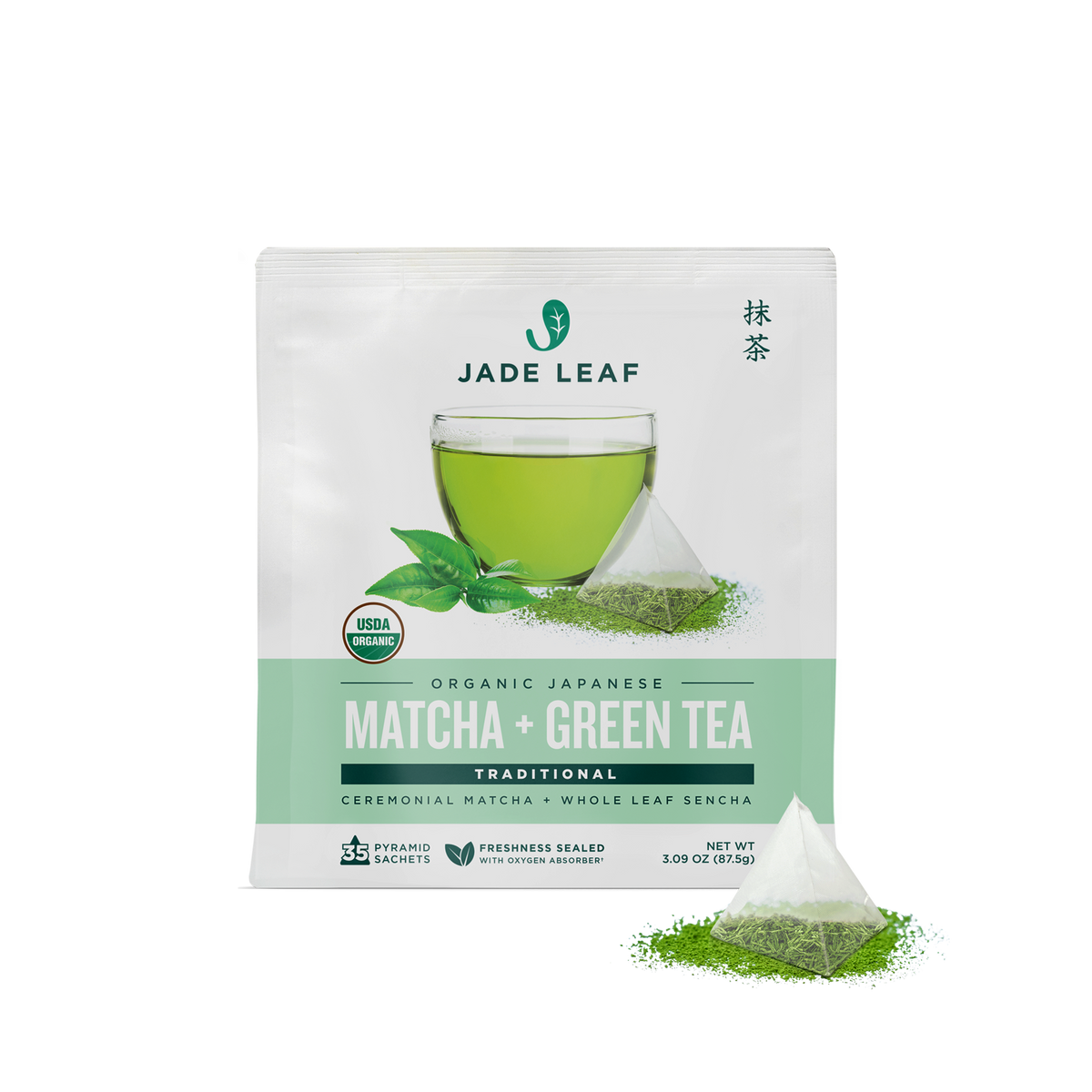 Matcha + Green Tea Pyramid Sachet Tea Bags - Traditional