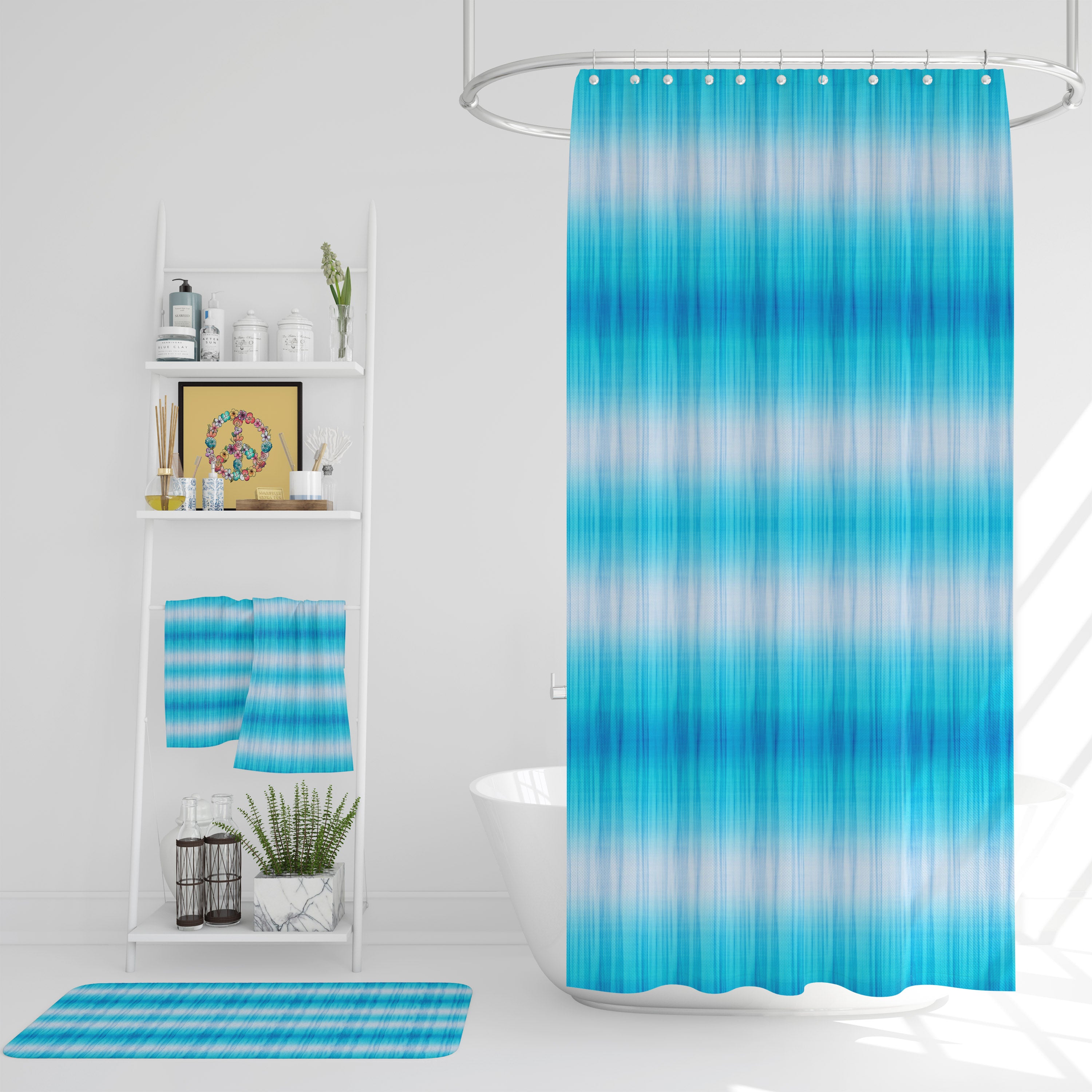 Gradient Blue Tie Dye Shower Curtain Folk N Funky