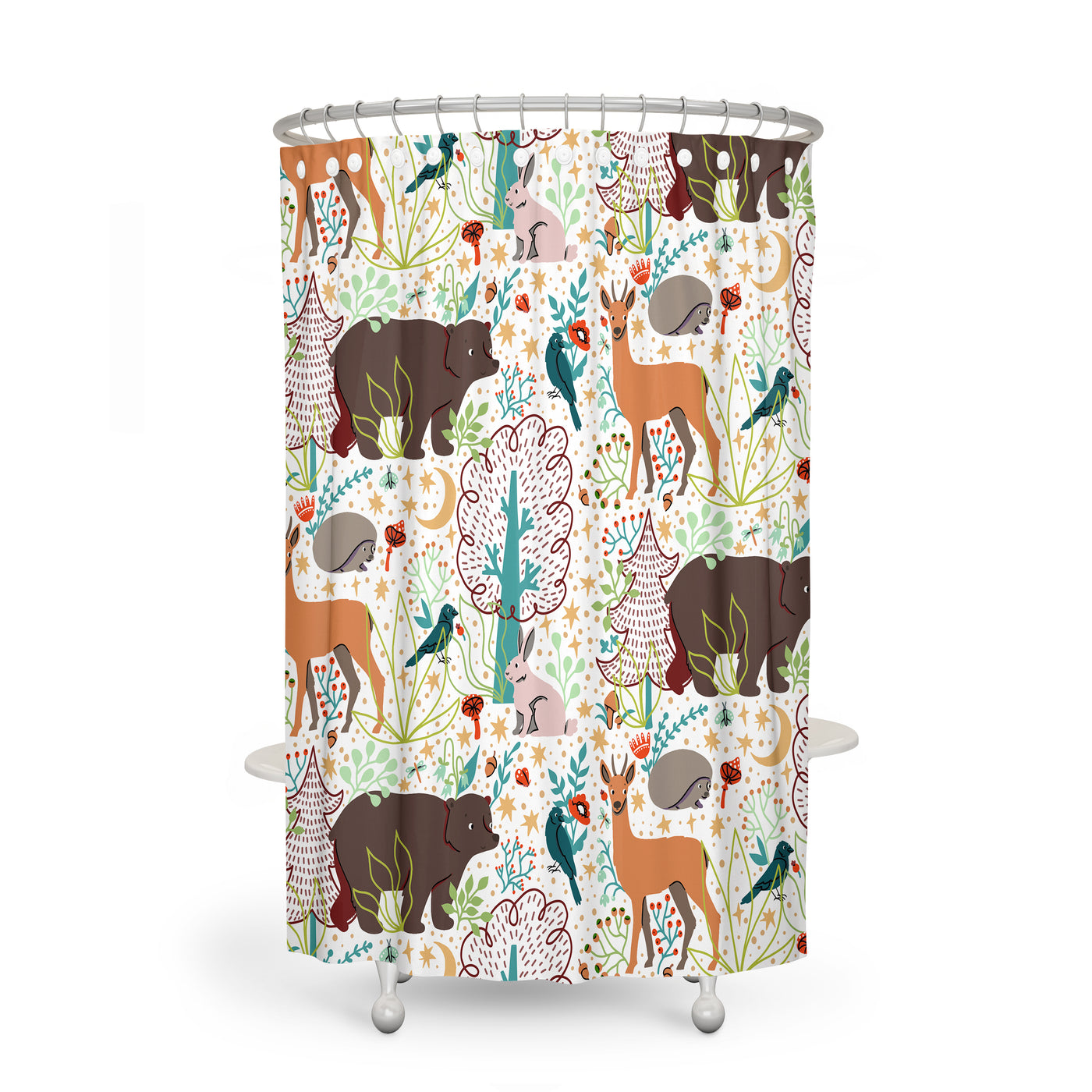 Woodland Animals Shower Curtain Bathroom Decor Folk N Funky