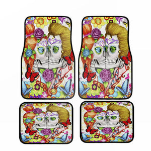 Crazy About You Fun And Colorful Forevermore Skulls Car Floor Mats