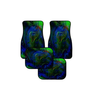 Blue Abstract Peacock Feather Car Floor Mats Folk N Funky